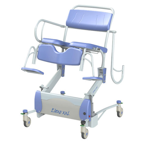 Silla de ducha con reposabrazos - Elexo XXL - SCEMED - con reposapiés / con cubo / bariátrica