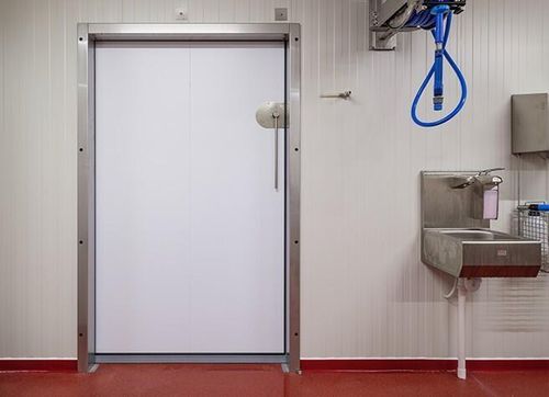 Puerta para centro sanitario - MAK Chiller - Metaflex Doors Europe - corredera / de acero inoxidable / automática