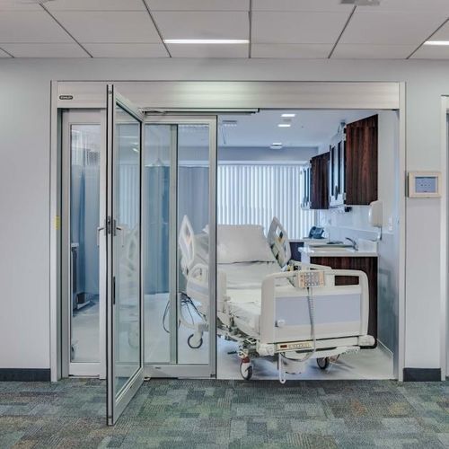 Puerta de hospital - Dura-Care 7600 - Stanley Access Technologies - para cuidados intensivos / abatible