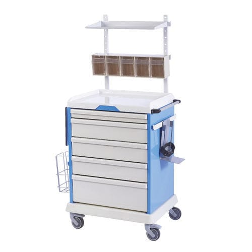 Carro de anestesia - ES 9 - Sclessin Productions - con soporte para bolsa de basura / 5 cajones