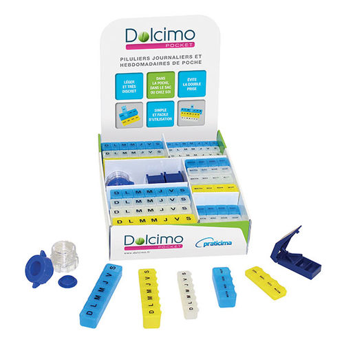 Pastillero para la semana - Dolcimo® Pocket - PRATICIMA - con molino para comprimidos / con cortapíldoras / diario