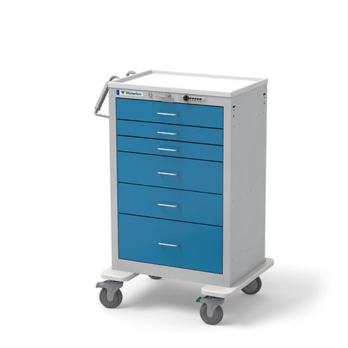 Carro de anestesia - UXGSU-333669-ELB - Waterloo Healthcare - con tabla de RCP / 6 cajones