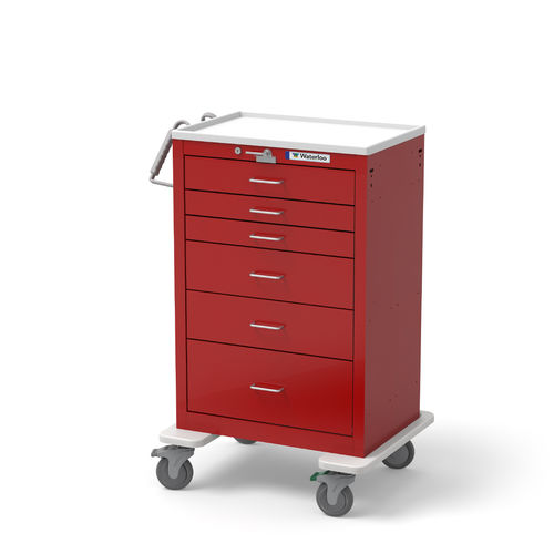 Carro de emergencia - UXRLU-333669-RED - Waterloo Healthcare - con tabla de RCP / 6 cajones