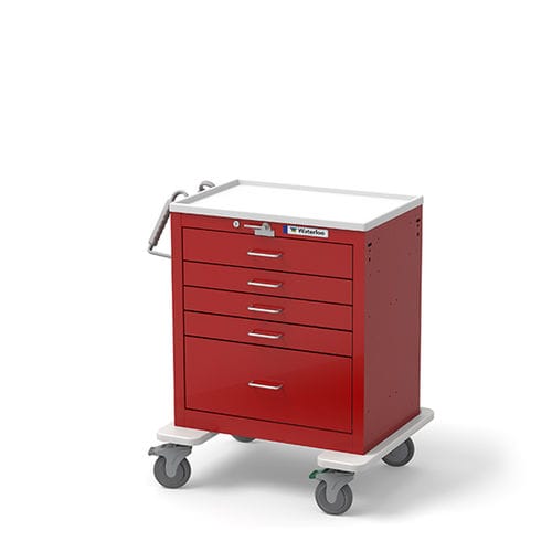 Carro de emergencia - USRLU-33339-RED - Waterloo Healthcare - con tabla de RCP / 5 cajones