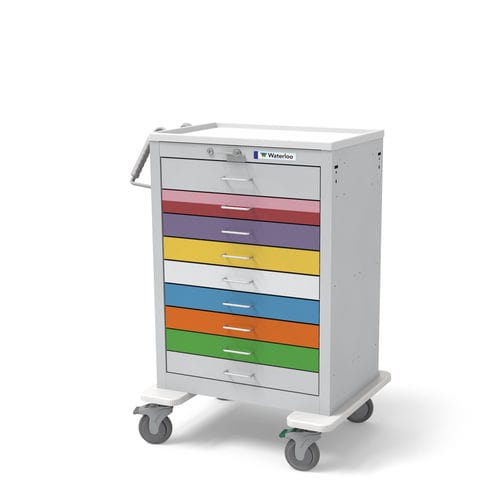 Carro de emergencia - UXGLU-9PEDS - Waterloo Healthcare - con tabla de RCP / 9 cajones / pediátrico