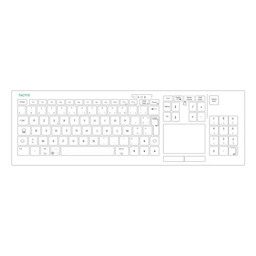 Teclado médico con alfombrilla táctil - SLIM 1023 - TACTYS - con teclas digitales / de vidrio / inalámbrico