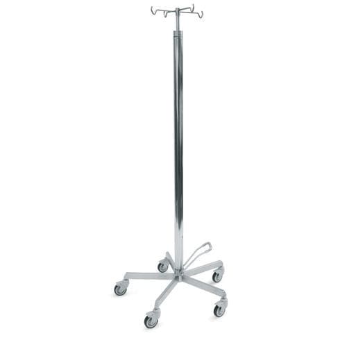 Portasueros con ruedas - ABO52 - Mis Medical - 4 ganchos / de acero inoxidable / hidráulico