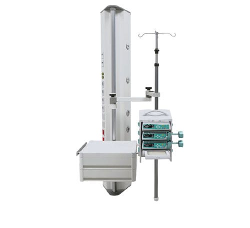 Columna de distribución de pared - Sostel - para cuidados intensivos / con columna / con estantes