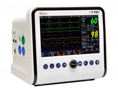Monitor multiparamétrico portátil - V1407 - Vetland Medical - compacto / ECG / RESP