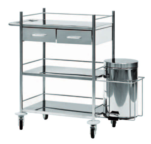 Carro multifunción - CU.30.309I - Orla Equipamientos Clínicos - para desechos / de acero inoxidable / con papelera