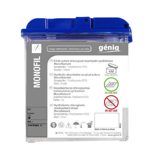 Hilo de sutura reabsorbible - MONOFIL - Génia - cirugía veterinaria / 2 / 4-0