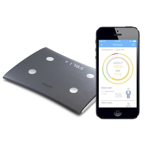 Analizador de la composición corporal por bioimpedancia - HS5 - iHealth - plataforma / smartphone / inalámbrico