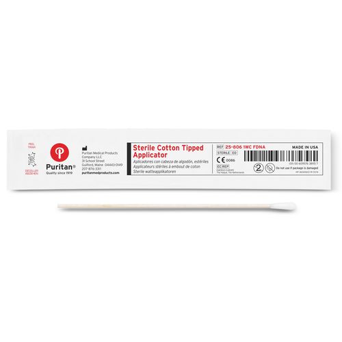 Hisopo para extracción de ADN - 25-806 1WC FDNA - Puritan Medical Products - de algodón / de madera / caja de 100