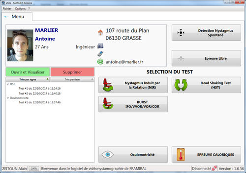 Software de tratamiento - VNG - Framiral - de trazabilidad / médico / para rehabilitación