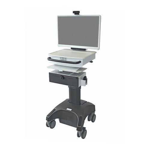 Carro informático médico - DCT-6LiA-LCD - Lund Industries - para ordenador portátil / con batería / móvil