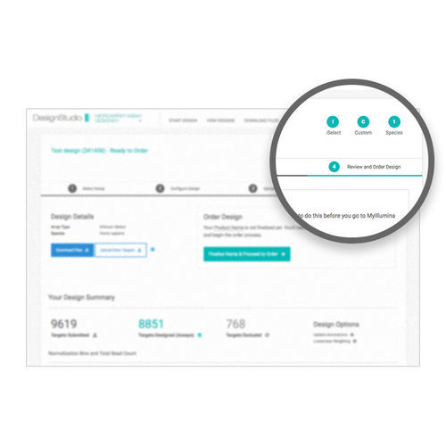 Aplicación web de diseño - DesignStudio  - Illumina - de evaluación / de captura / de validación