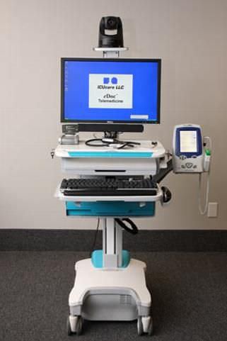 Carro de telemedicina con ECG - eDoc® - ICUcare - de altura variable / con estetoscopio