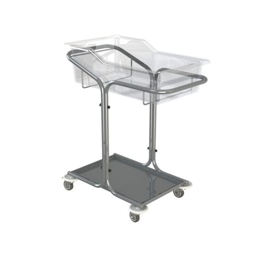 Cuna hospitalaria de altura fija - 10.MC.7101 - JMS Healthcare Furniture - con ruedas / con espacio de almacenamiento / de acero inoxidable