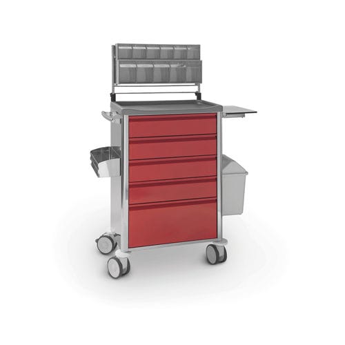 Carro de anestesia - 10.CR.1589.I - JMS Healthcare Furniture - de uso general / de acero inoxidable / 5 cajones