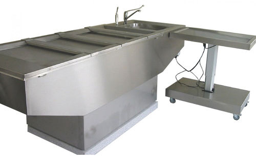 Mesa de autopsia de medicina legal - AUTOPS5a - Elcya - con ruedas / eléctrica / de altura variable