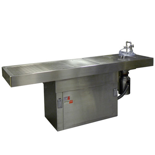Mesa de autopsia - 1036-41 A - Mortech Manufacturing - rectangular / con fregadero / de acero inoxidable
