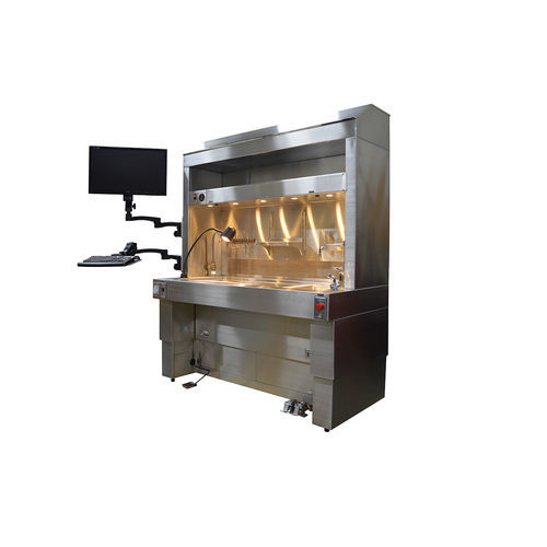 Estación de trabajo de laboratorio de macroscopia - GL100 - Mortech Manufacturing - de pie / con fregadero / con ventilación descendente