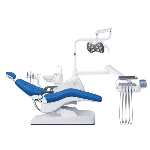 Unidad dental con sillón eléctrico - GD-S350 - Foshan Gladent Medical Instrument Co.,Ltd - con reposacabezas flexible / con monitor / con sistema de higiene