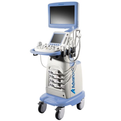 Ecógrafo con soporte - DUS-7000 - Advanced Instrumentations - para ecografía polivalente / para ecografía ginecológica y obstétrica / para ecografías abdominales y pélvicas