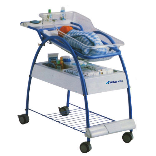 Cuna hospitalaria con ruedas - 007-P - Advanced Instrumentations - con espacio de almacenamiento / transparente
