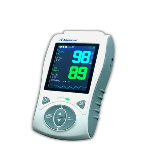 Pulsioxímetro portátil de mano - PO – 100B+ - Advanced Instrumentations - médico / alimentado por batería / con sensor separado