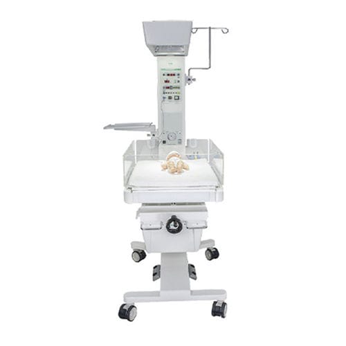 Mesa de reanimación neonatal con lámpara de fototerapia - OKM 730-STANDARD  - Okuman Medikal Sistemler Anonim Sirketi - con ruedas