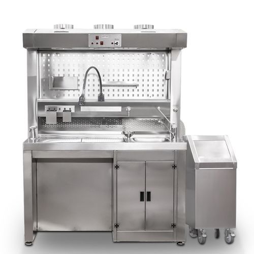 Estación de trabajo de laboratorio para histopatología - EVO150FD - Hiplaas - de pie / con fregadero / con ventilación