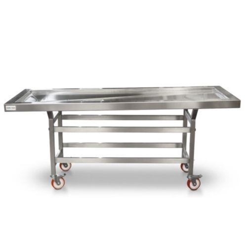 Mesa de autopsia - ATPCART910-I - Hiplaas - rectangular / con ruedas / de acero inoxidable