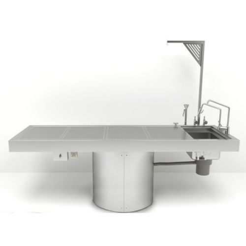 Mesa de autopsia - ATPTABLE-F - Hiplaas - giratoria / de acero inoxidable / con fregadero