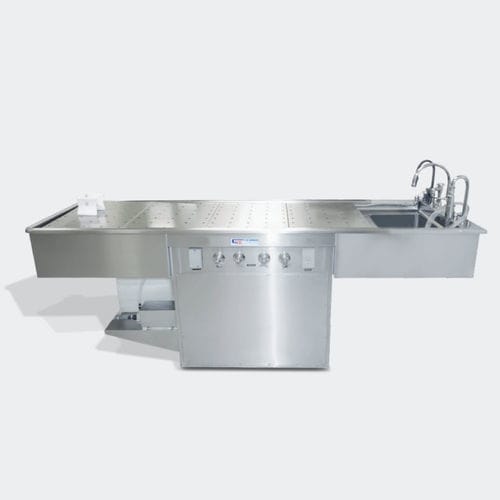 Mesa de autopsia - DPV Deluxe - Spire Integrated Solutions - rectangular / con ventilación / fija