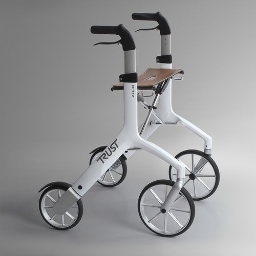 Andador con ruedas con 4 ruedas - Let's Fly - Trust Care - marco de aluminio / con asiento / de altura regulable