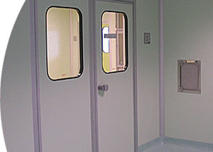 Puerta para sala blanca - ClearSphere - abatible / con revestimiento poliéster / doble