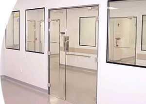 Puerta para sala blanca - ClearSphere - corredera / de vidrio