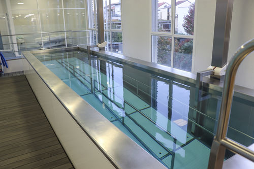 Plataforma elevadora para silla de ruedas - Tonic - FRANCE REVAL - montada en piscina