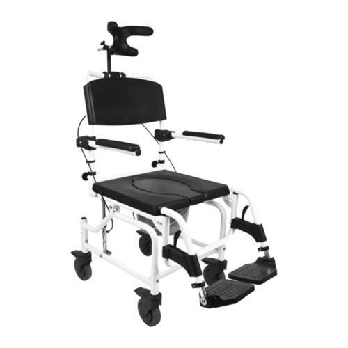 Silla de ducha con respaldo alto - 302024 - Mobilex A/S  - con reposabrazos / con ruedas / con reposapiés