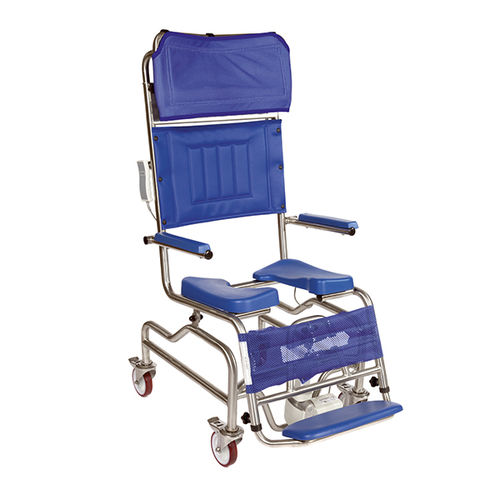 Silla de ducha con respaldo alto - 981/B - Care & Independence - con reposabrazos / con ruedas / con apertura higiénica