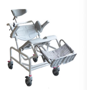 Silla de ducha con reposabrazos - GAS-TIP - HMN - con ruedas / con reposapiés / con apertura higiénica