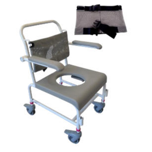 Silla de ducha con reposabrazos - 31002 series - HMN - con ruedas / con apertura higiénica / con respaldo