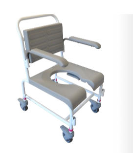 Silla de ducha con reposabrazos - M2 SMALL - HMN - con ruedas / con apertura higiénica / con respaldo