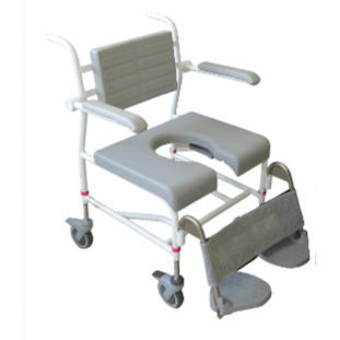 Silla de ducha con reposabrazos - M2 - HMN - con ruedas / con reposapiés / con apertura higiénica
