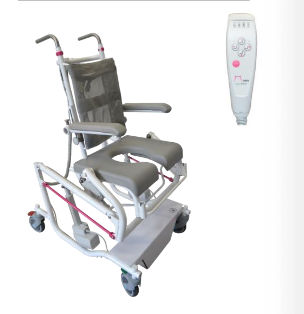 Silla de ducha con reposabrazos - M2 MINI - HMN - con reposapiés / con apertura higiénica / con respaldo