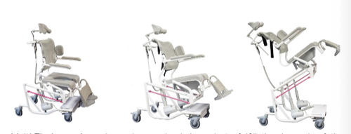 Silla de ducha con reposabrazos - 31080 series - HMN - con ruedas / con apertura higiénica / giratoria