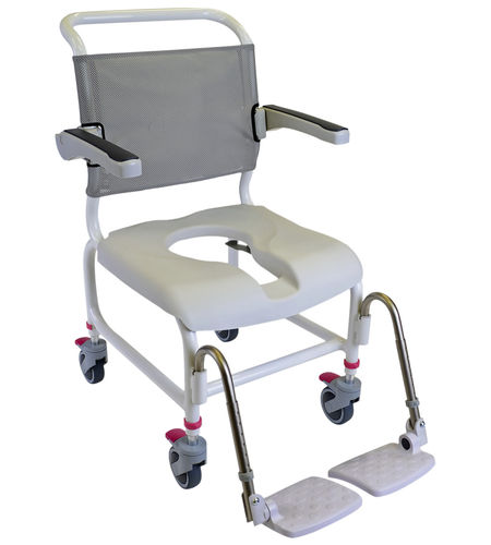 Silla de ducha con reposabrazos - 31303 series - HMN - con apertura higiénica / con orinal