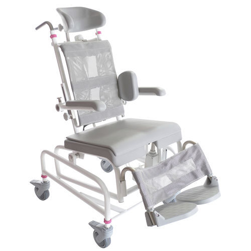 Silla de ducha con ruedas - M2 MINI EL-TIP - HMN - con apertura higiénica / elevadora / con orinal