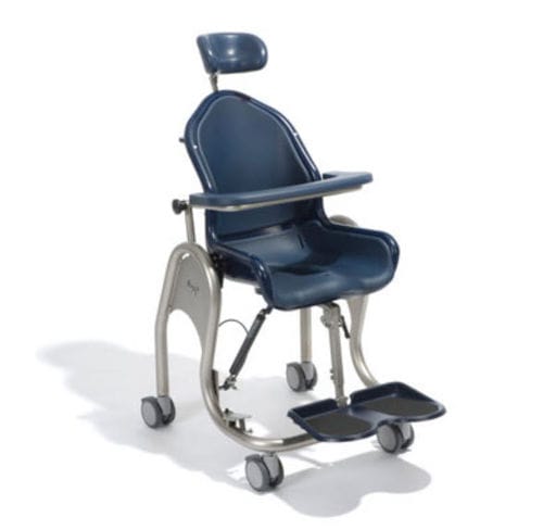Silla de ducha con mesa - boris - Schuchmann - con ruedas / con reposapiés / con respaldo